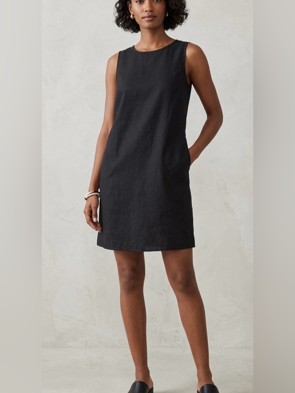 Classic Black DKR Linen Viscose Sleeveless Mini Dress
